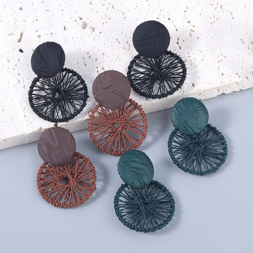 Wholesale alloy cloth round earrings JDC-ES-JL763 Earrings 氿乐 Wholesale Jewelry JoyasDeChina Joyas De China