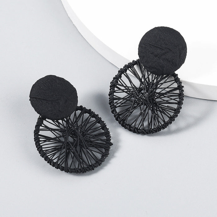 Wholesale alloy cloth round earrings JDC-ES-JL763 Earrings 氿乐 black Wholesale Jewelry JoyasDeChina Joyas De China