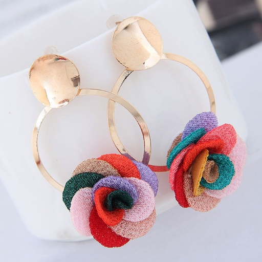 Bulk Jewelry Wholesale alloy cloth small flower earrings JDC-ES-wy033 Wholesale factory from China YIWU China