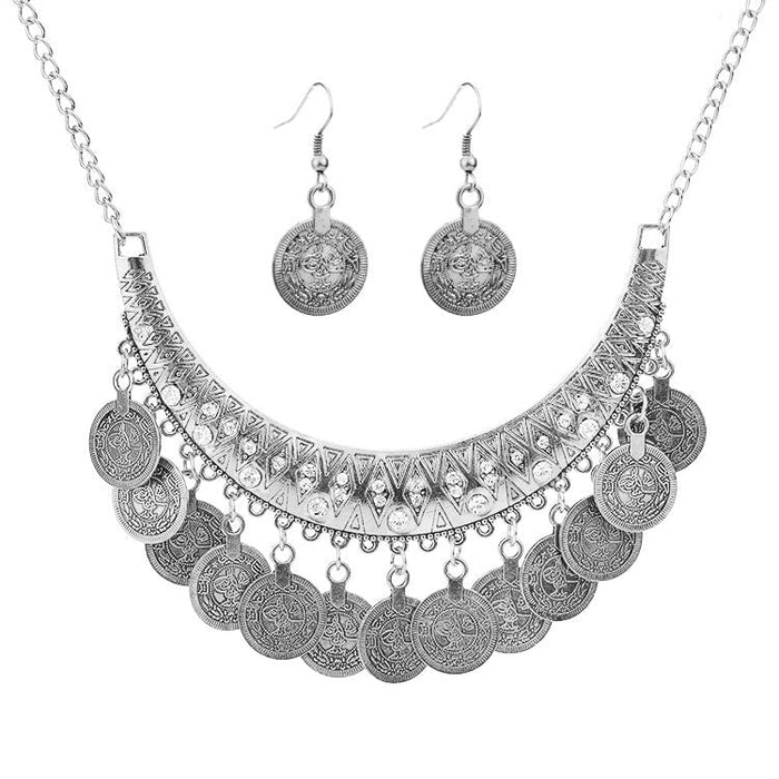 Wholesale Alloy Coin Necklace Earring Set JDC-NE-Chuangj010 Necklaces 创爵 silver Wholesale Jewelry JoyasDeChina Joyas De China