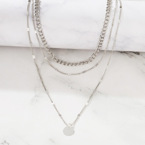 Bulk Jewelry Wholesale alloy collarbone chain silver iron piece multi-layer necklace JDC-NE-F335 Wholesale factory from China YIWU China