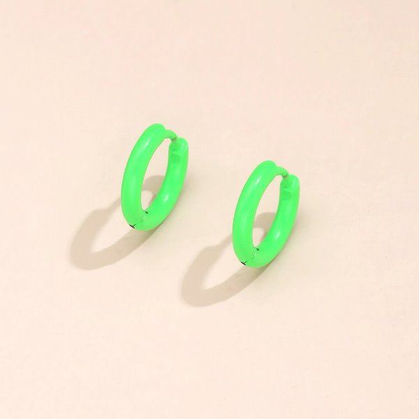 Wholesale alloy color circle earrings JDC-ES-MiMeng016 Earrings 米萌 green Wholesale Jewelry JoyasDeChina Joyas De China