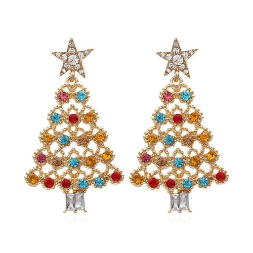 Wholesale alloy color diamond Christmas Tree Earrings JDC-ES-MY185 Earrings 曼茵 Wholesale Jewelry JoyasDeChina Joyas De China