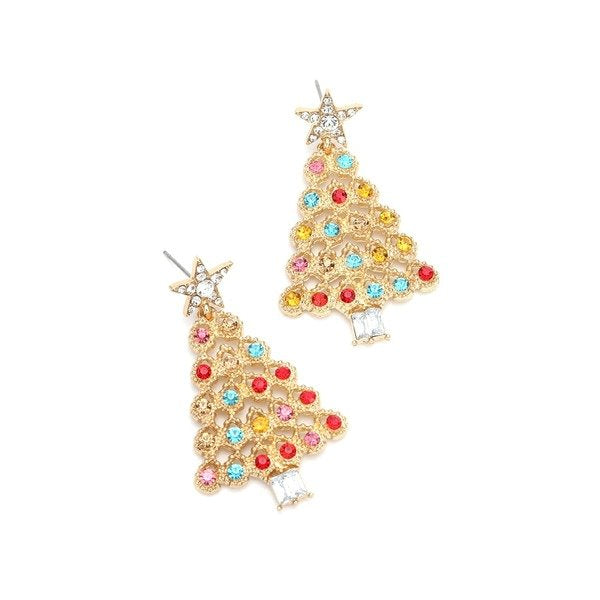 Wholesale alloy color diamond Christmas Tree Earrings JDC-ES-MY185 Earrings 曼茵 Wholesale Jewelry JoyasDeChina Joyas De China
