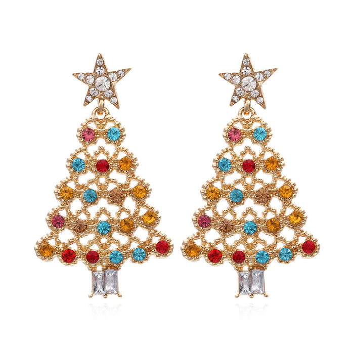 Wholesale alloy color diamond Christmas Tree Earrings JDC-ES-MY185 Earrings 曼茵 color Wholesale Jewelry JoyasDeChina Joyas De China