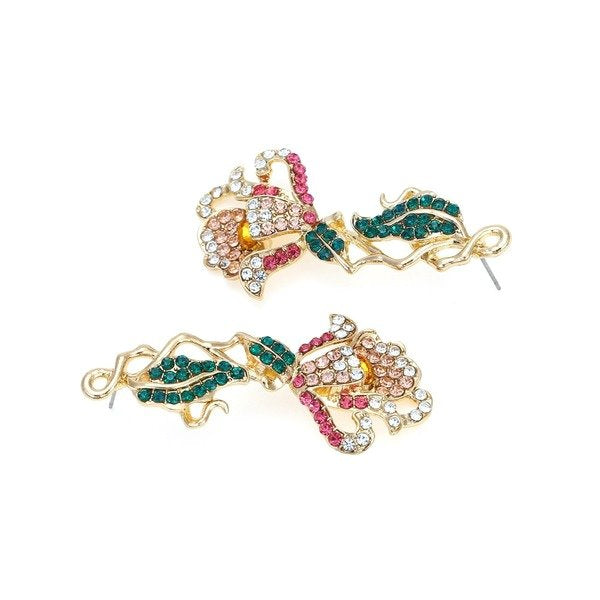 Wholesale alloy color Diamond Flower Earrings JDC-ES-MY236 Earrings 曼茵 Wholesale Jewelry JoyasDeChina Joyas De China