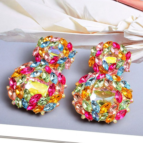 Bulk Jewelry Wholesale alloy color diamond large glass crystal earrings JDC-ES-SK008 Wholesale factory from China YIWU China