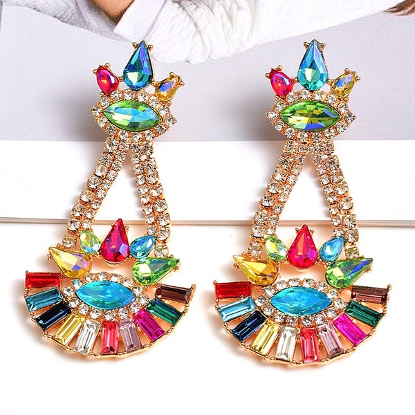 Bulk Jewelry Wholesale alloy color diamond long earrings JDC-ES-SK001 Wholesale factory from China YIWU China