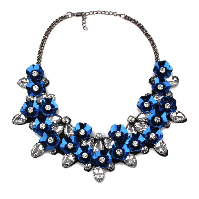 Wholesale alloy color diamond necklace JDC-NE-JQ186 NECKLACE 佳琪 blue Wholesale Jewelry JoyasDeChina Joyas De China