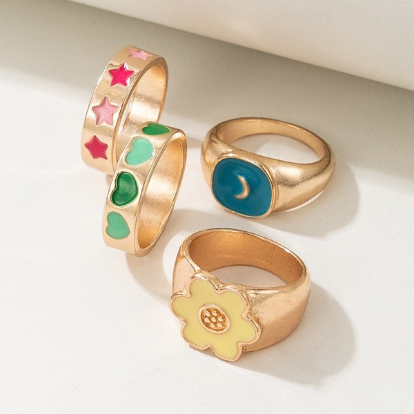 Bulk Jewelry Wholesale Alloy Color Love Flower Star Moon Ring JDC-RS-C177 Wholesale factory from China YIWU China