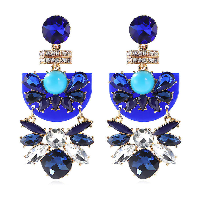 Wholesale alloy color rhinestone earrings JDC-ES-JQ200 Earrings 佳琪 blue Wholesale Jewelry JoyasDeChina Joyas De China