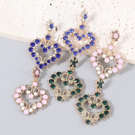 Wholesale alloy color rhinestone heart-shaped earrings JDC-ES-JL612colored rhinestones Earrings JoyasDeChina Wholesale Jewelry JoyasDeChina Joyas De China