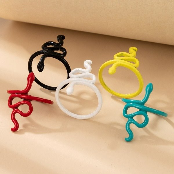 Wholesale alloy color snake ring five-piece set JDC-RS-C337 Rings 咏歌 Wholesale Jewelry JoyasDeChina Joyas De China
