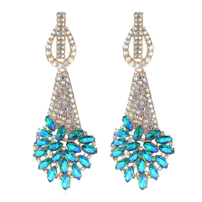 Wholesale alloy colored diamond earrings JDC-ES-JQ195 Earrings 佳琪 green Wholesale Jewelry JoyasDeChina Joyas De China