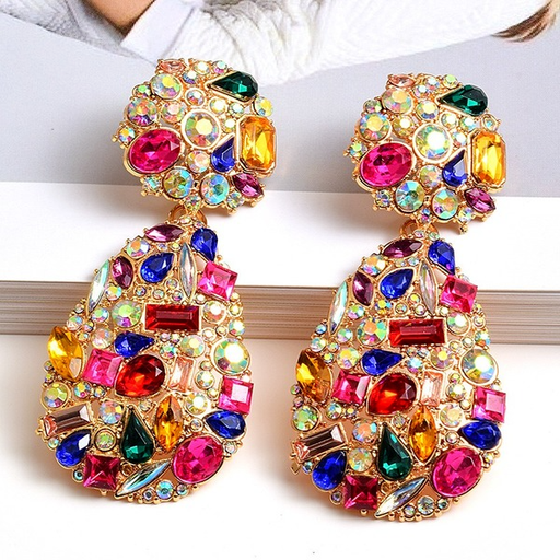 Bulk Jewelry Wholesale alloy colored diamond oval earrings JDC-ES-SK002 Wholesale factory from China YIWU China