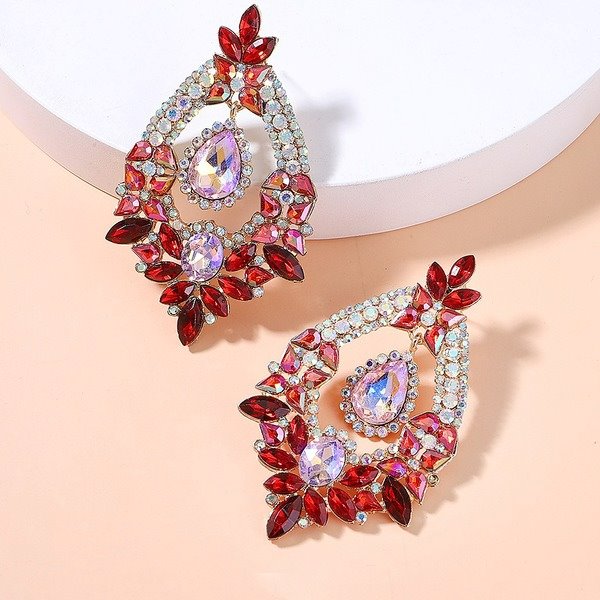 Wholesale alloy colorful hollow gem earrings JDC-ES-JQ201 Earrings 佳琪 Wholesale Jewelry JoyasDeChina Joyas De China