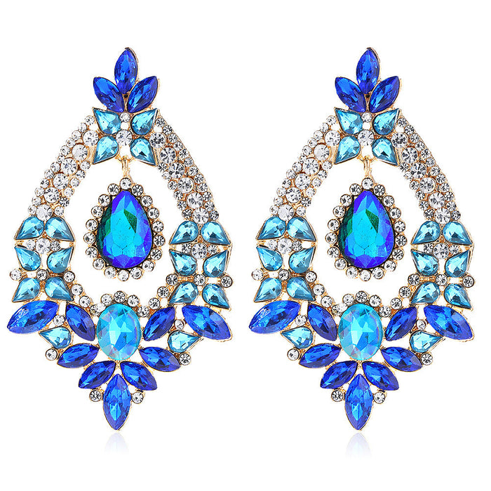 Wholesale alloy colorful hollow gem earrings JDC-ES-JQ201 Earrings 佳琪 blue Wholesale Jewelry JoyasDeChina Joyas De China