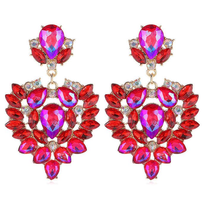 Wholesale alloy colorful hollow gemstone earrings JDC-ES-JQ203 Earrings 佳琪 red Wholesale Jewelry JoyasDeChina Joyas De China