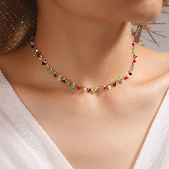 Wholesale alloy colorful rice bead tassel necklace JDC-NE-C224 NECKLACE 咏歌 15667gold Wholesale Jewelry JoyasDeChina Joyas De China