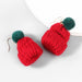 Wholesale Alloy Cotton Thread Christmas Hat Earrings JDC-ES-JL651 Earrings ?鹄? dark red Wholesale Jewelry JoyasDeChina Joyas De China