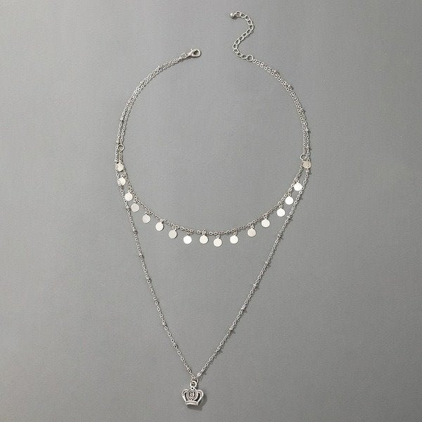 Wholesale alloy crown pendant double necklace JDC-NE-C191 NECKLACE 咏歌 Wholesale Jewelry JoyasDeChina Joyas De China