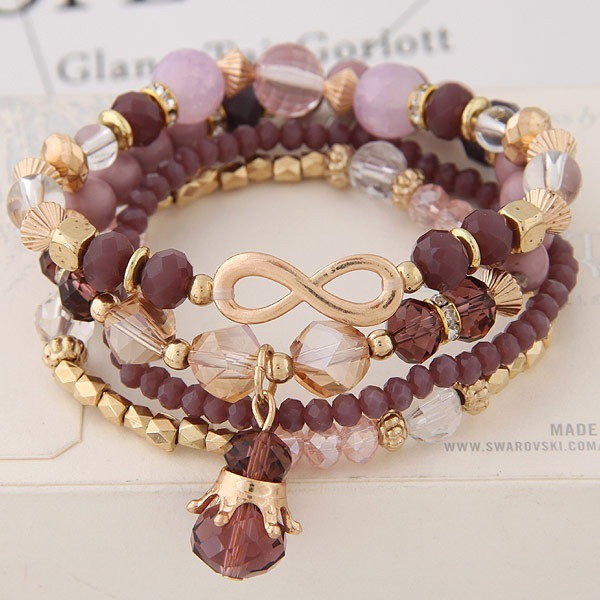 Bulk Jewelry Wholesale alloy crystal 8-shaped crown water drop Beaded Multi Bracelet JDC-BT-XINY059 Wholesale factory from China YIWU China