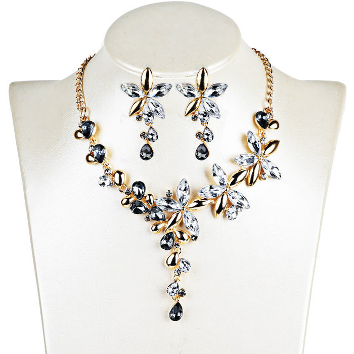 Wholesale alloy crystal color earrings necklaces set JDC-NE-GSGL022 Necklaces 谷力 white set Wholesale Jewelry JoyasDeChina Joyas De China