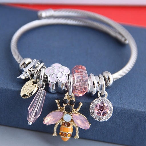 Bulk Jewelry Wholesale alloy crystal flower bee bracelet JDC-BT-XINY024 Wholesale factory from China YIWU China