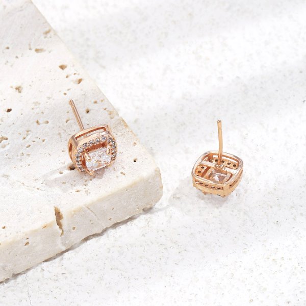 Wholesale alloy crystal stone ear studs JDC-ES-MiMeng013 Earrings 米萌 rose gold Wholesale Jewelry JoyasDeChina Joyas De China