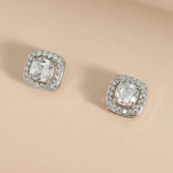 Wholesale alloy crystal stone ear studs JDC-ES-MiMeng013 Earrings 米萌 silver Wholesale Jewelry JoyasDeChina Joyas De China