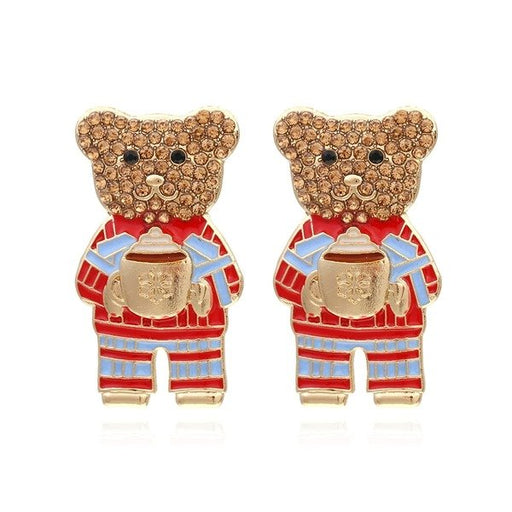 Wholesale alloy Cute Cartoon Bear Earrings JDC-ES-MY197 Earrings 曼茵 Wholesale Jewelry JoyasDeChina Joyas De China