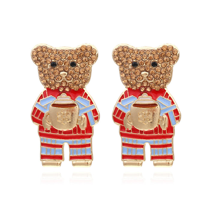 Wholesale alloy Cute Cartoon Bear Earrings JDC-ES-MY197 Earrings 曼茵 color Wholesale Jewelry JoyasDeChina Joyas De China