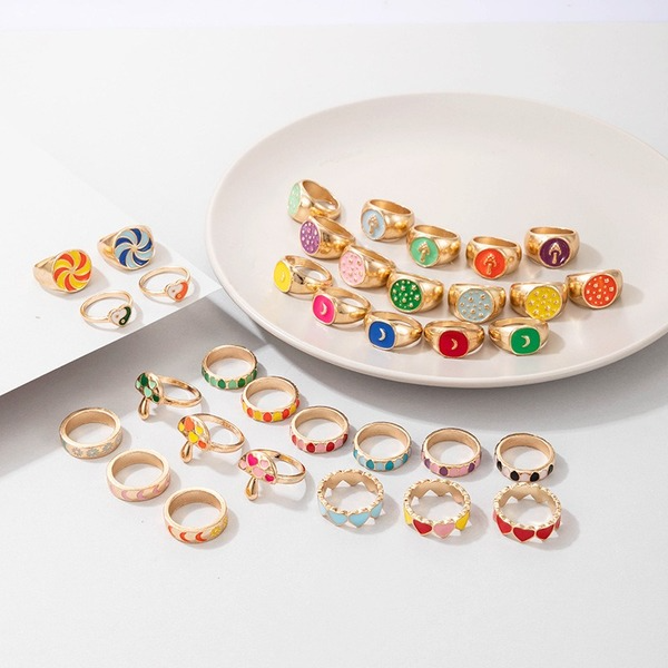 Bulk Jewelry Wholesale alloy cute cartoon drop oil color rings JDC-RS-C251 Wholesale factory from China YIWU China