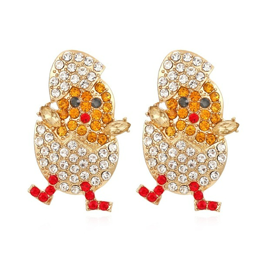 Wholesale alloy cute color diamond chicken Earrings JDC-ES-MY111 Earrings JoyasDeChina Wholesale Jewelry JoyasDeChina Joyas De China