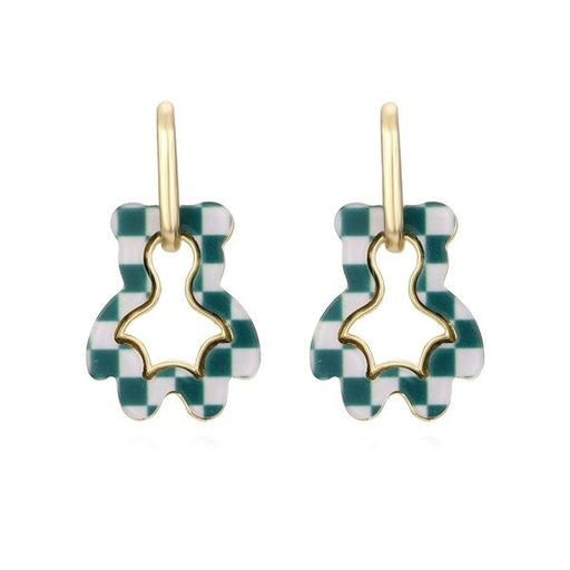Wholesale alloy cute lattice Bear Earrings JDC-ES-MY214 Earrings 曼茵 Wholesale Jewelry JoyasDeChina Joyas De China