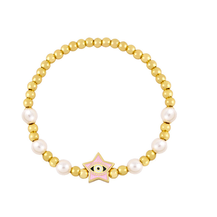 Wholesale alloy devil's eye bracelet JDC-BT-AS106 Bracelet 翱昇 pink Wholesale Jewelry JoyasDeChina Joyas De China