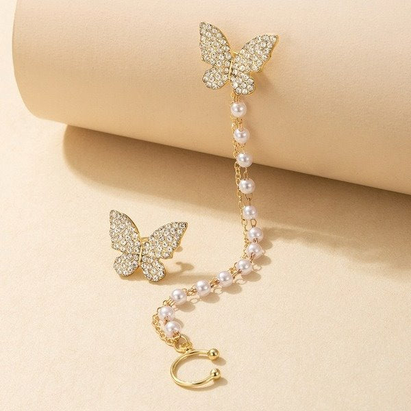 Wholesale alloy diamond butterfly earrings JDC-ES-C455 Earrings 咏歌 Wholesale Jewelry JoyasDeChina Joyas De China