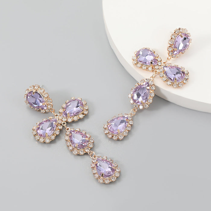 Wholesale alloy diamond cross earrings JDC-ES-JL013 Earrings JoyasDeChina purple Wholesale Jewelry JoyasDeChina Joyas De China