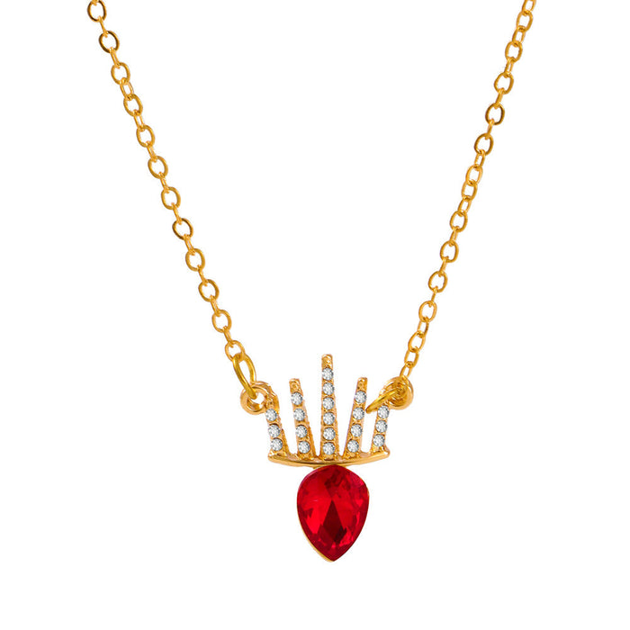 Wholesale Alloy Diamond Crown Pendant Necklaces JDC-NE-A082 Necklaces 妙雅 red Wholesale Jewelry JoyasDeChina Joyas De China