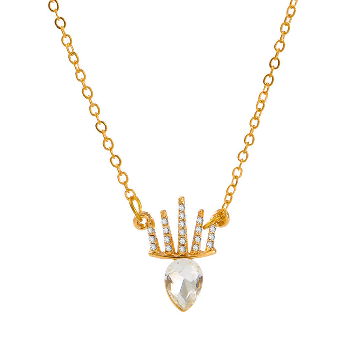 Wholesale Alloy Diamond Crown Pendant Necklaces JDC-NE-A082 Necklaces 妙雅 white Wholesale Jewelry JoyasDeChina Joyas De China