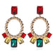 Wholesale alloy diamond earrings JDC-ES-JQ217 Earrings 佳琪 red Wholesale Jewelry JoyasDeChina Joyas De China