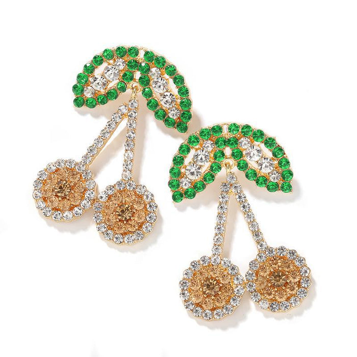 Wholesale alloy diamond encrusted fruit cherry earrings JDC-ES-JQ051 Earrings JoyasDeChina rose gold Wholesale Jewelry JoyasDeChina Joyas De China