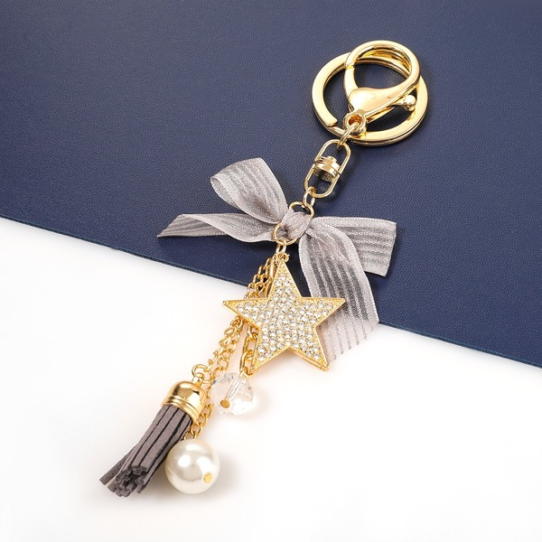 Bulk Jewelry Wholesale alloy diamond five pointed star Bow Keychains JDC-KC-CL017 Wholesale factory from China YIWU China