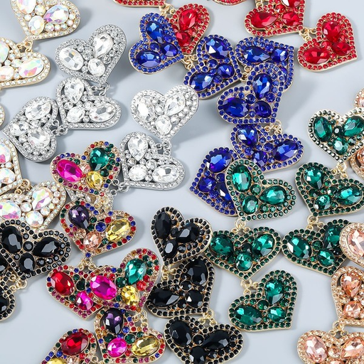 Wholesale alloy diamond heart-shaped multi-earring earrings JDC-ES-JL017 Earrings JoyasDeChina Wholesale Jewelry JoyasDeChina Joyas De China