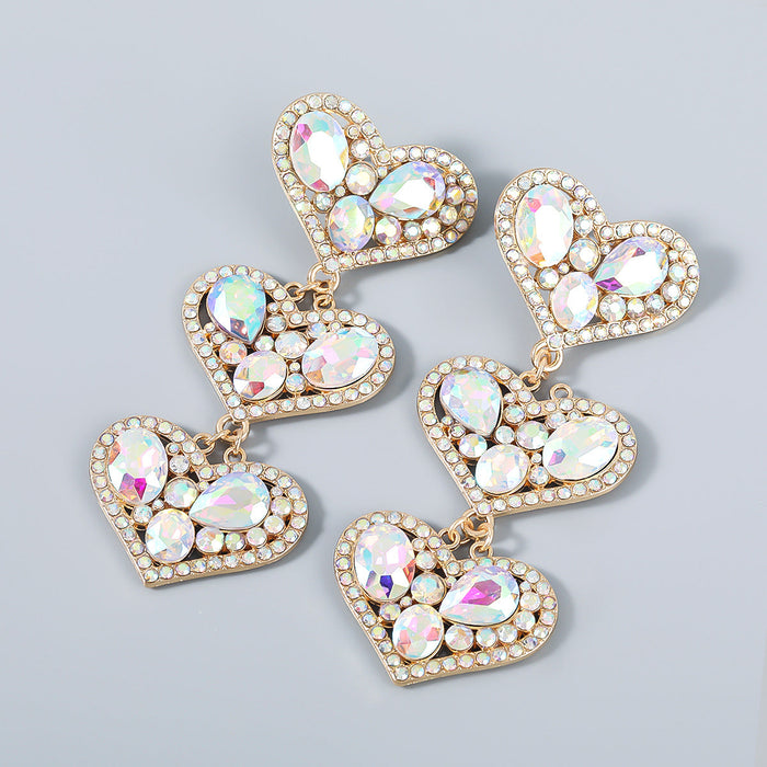 Wholesale alloy diamond heart-shaped multi-earring earrings JDC-ES-JL017 Earrings JoyasDeChina AB color Wholesale Jewelry JoyasDeChina Joyas De China