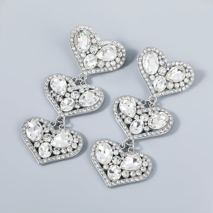 Wholesale alloy diamond heart-shaped multi-earring earrings JDC-ES-JL017 Earrings JoyasDeChina silver Wholesale Jewelry JoyasDeChina Joyas De China