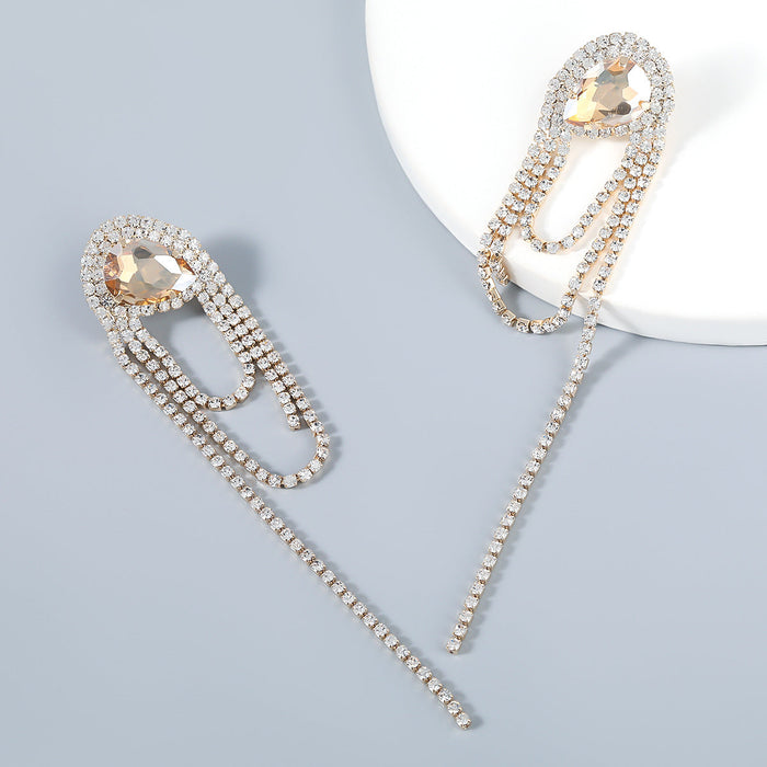 Wholesale alloy diamond inlaid drop shaped Tassel Earrings JDC-ES-JL517 Earrings JoyasDeChina golden Wholesale Jewelry JoyasDeChina Joyas De China