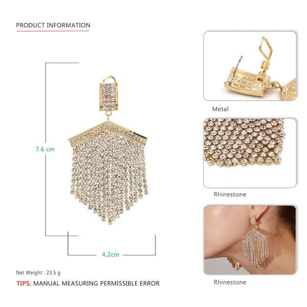 Wholesale alloy diamond inlaid long Tassel Earrings JDC-ES-MY167 Earrings 曼茵 Wholesale Jewelry JoyasDeChina Joyas De China