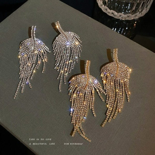 Wholesale alloy diamond leaf gold earrings JDC-ES-BY-033 Earrings 宝钰 Wholesale Jewelry JoyasDeChina Joyas De China