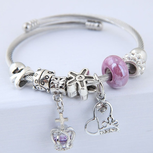 Bulk Jewelry Wholesale alloy diamond letter heart zircon starfish crown bracelet JDC-BT-wy036 Wholesale factory from China YIWU China